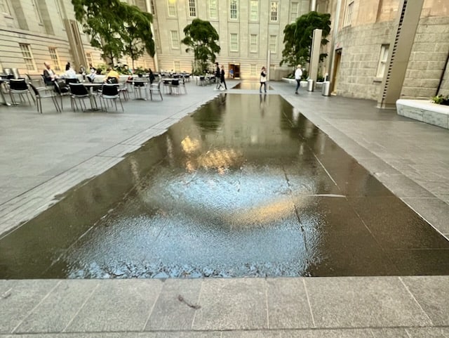 Smithsonian Kogod Courtyard Washington D.C. Showing the Water Scrims