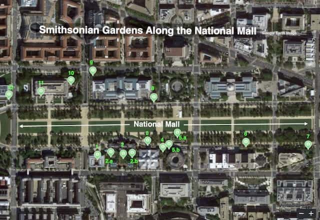 Smithsonian Gardens Along the National Mall Google Earth Image