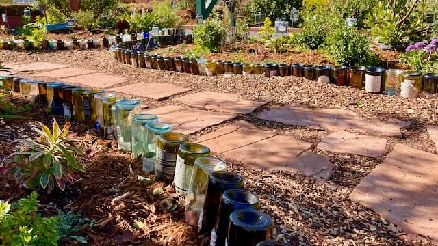 Wine Bottle Path Edging, Master Gardeners Demonstration Garden, Carlsbad Flower Fields