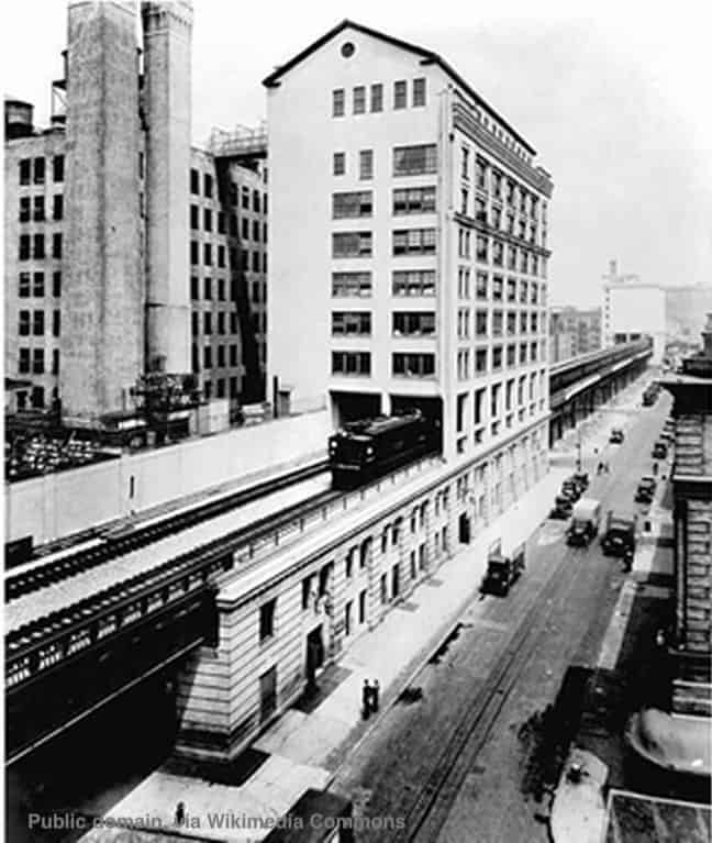 Historical Photo of the railroad before the High Line became a public park in New York City.