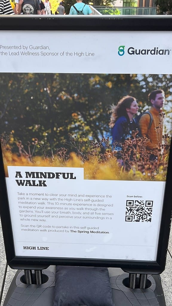 App for a Meditative Walk on the High Line Public Park in New York City.